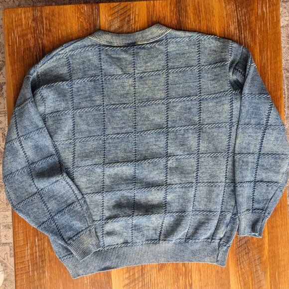 Vintage La Victoria Blue Acid Wash Sweater Size M 100% Cotton - Picture 4 of 11